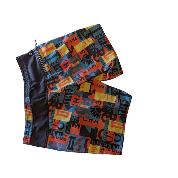 Rhythm Shorts Mens 34 Swim Trunks Board Colorful Print Surf Beachwear Drawstring - Picture 4 of 12